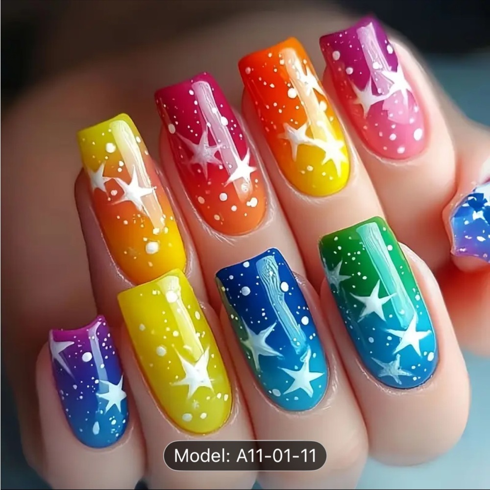 Colorful Butterfly & Floral Nail Art Press-On Nails Glossy Designs - Picture 2 of 5